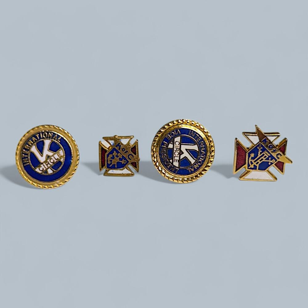 Knights Of Columbus Vintage Hat Lapel Pin Lot Of 4 Vice President Shield Emblem